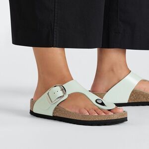 Birkenstock Gizeh Big Buckle Natural Leather Patent High Shine Surf Green 40/9